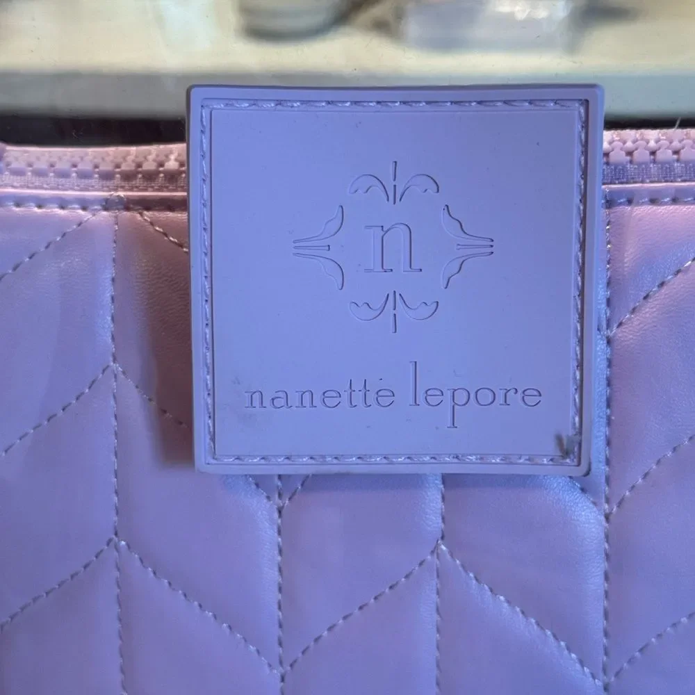 NWT Nanette Lepore Pink Cosmetic Bag Set with Quilted Inner Case